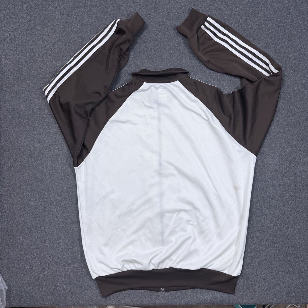 Adidas Originals Trefoil Track Jacket Brown Cream L Full Zip - Picture 10 of 11